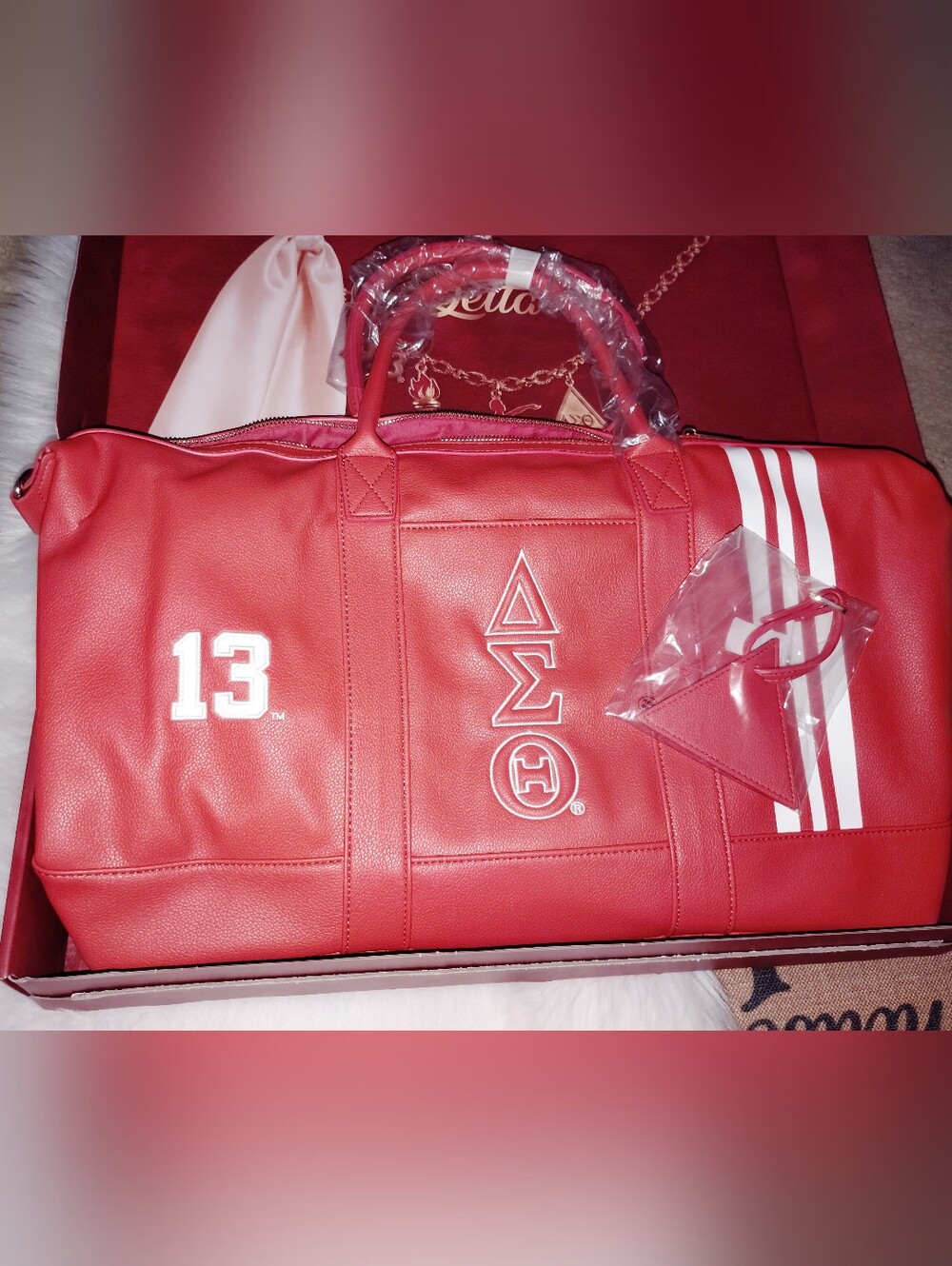 Delta Sigma Theta Weekender Faux Leather Duffel Bag - Picture 2 of 13